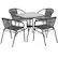Front. Alamont Home - Lila Outdoor Square Contemporary Metal 5 Piece Patio Set - Clear Top/Gray Rattan.