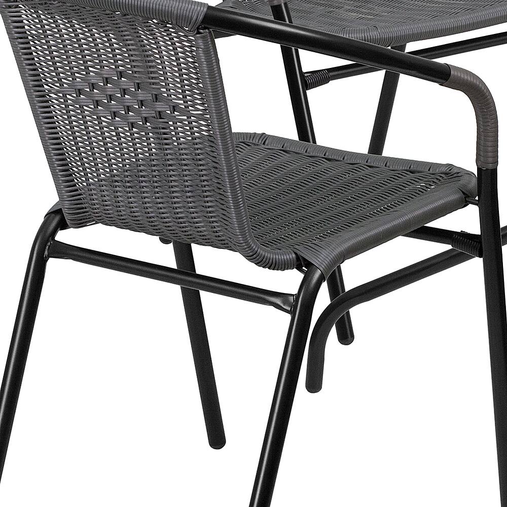 Alt View 14. Alamont Home - Lila Outdoor Square Contemporary Metal 5 Piece Patio Set - Clear Top/Gray Rattan.
