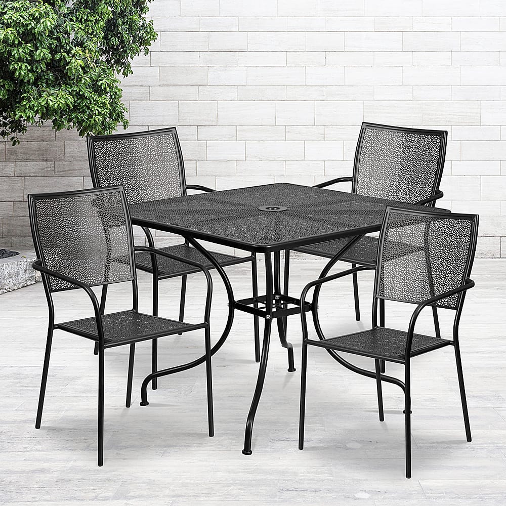 Alt View 11. Alamont Home - Oia Outdoor Square Contemporary Metal 5 Piece Patio Set - Black.