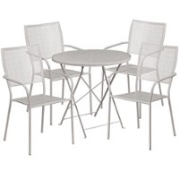 Flash Furniture - Oia Outdoor Round Contemporary Metal 5 Piece Patio Set - Light Gray - Front_Zoom
