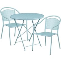 Flash Furniture - Oia Outdoor Round Contemporary Metal 3 Piece Patio Set - Sky Blue - Front_Zoom