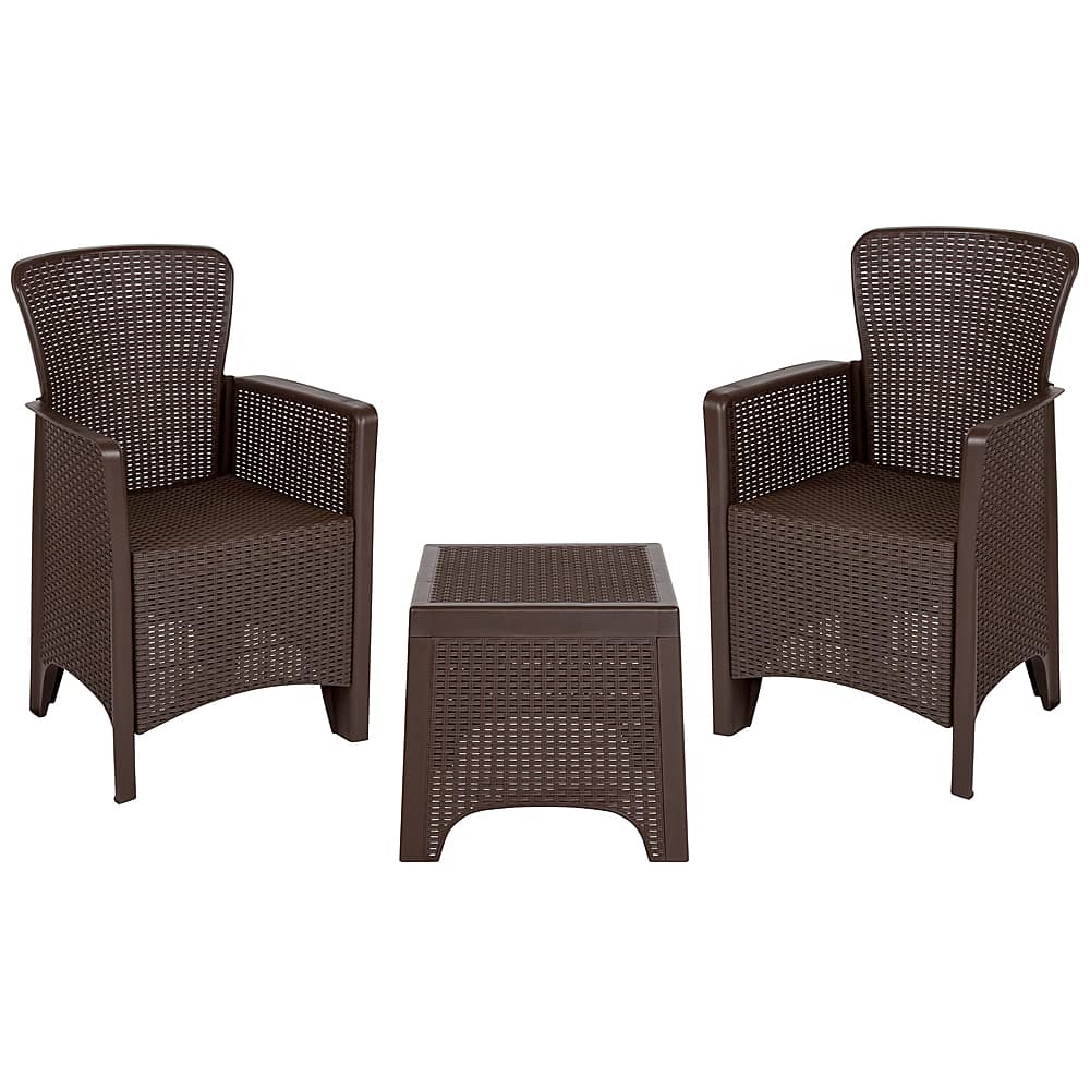 Alamont Home - Seneca Outdoor Square Contemporary Resin 3 Piece Patio Set - Chocolate - Front_Zoom