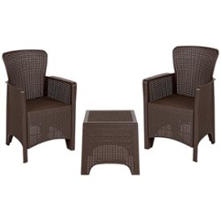 Flash Furniture - Seneca Outdoor Square Contemporary Resin 3 Piece Patio Set - Chocolate - Front_Zoom