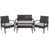Flash Furniture - Bandera Outdoor Rectangle Contemporary Metal 4 Piece Patio Set - Black - Front_Zoom