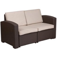Flash Furniture - Seneca Patio Lounge Loveseat - Chocolate Brown - Front_Zoom