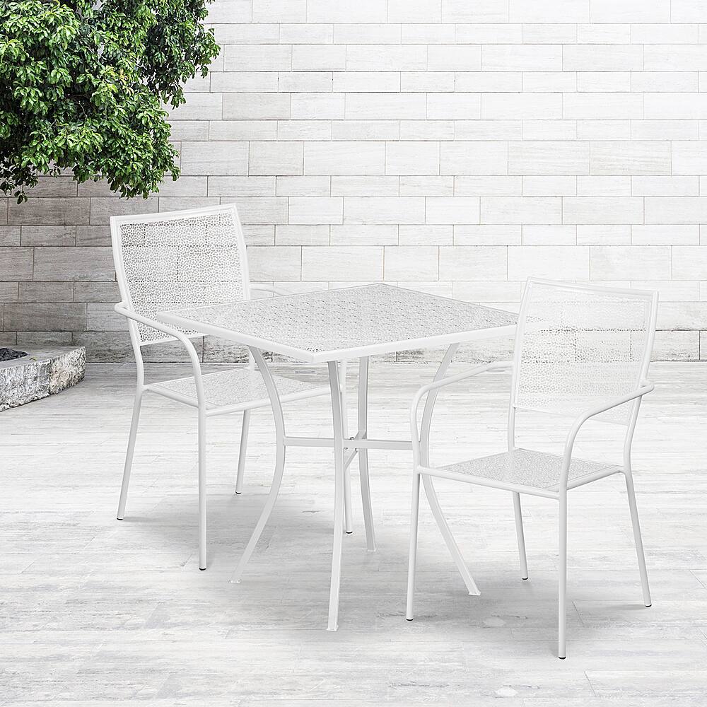 Alt View 11. Alamont Home - Oia Outdoor Square Contemporary Metal 3 Piece Patio Set - White.
