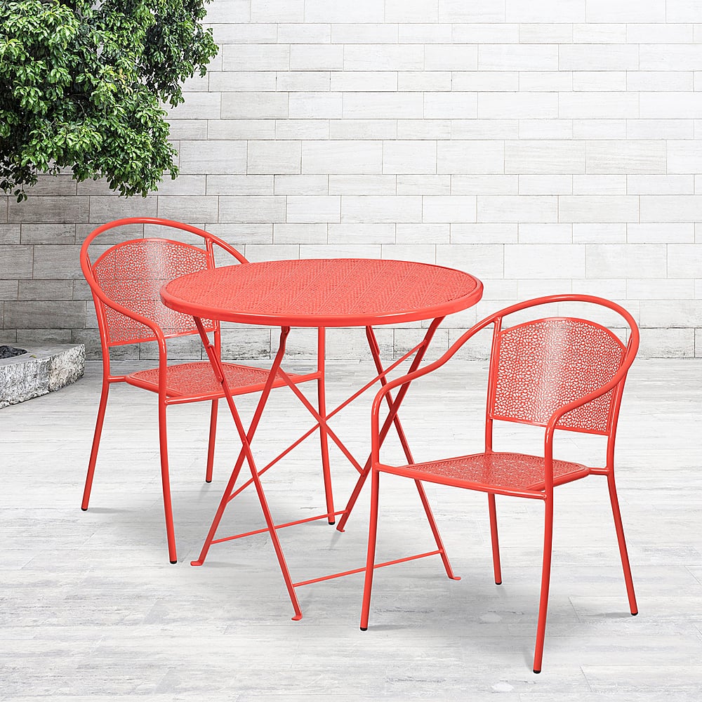 Alamont Home Oia Outdoor Round Contemporary Metal 3 Piece Patio Set ...