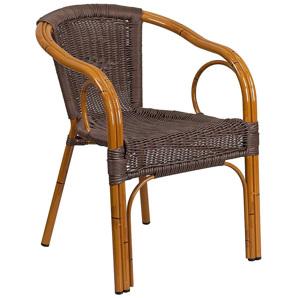 Alamont Home - Lila Patio Chair - Dark Brown Rattan/Red Bamboo-Aluminum Frame