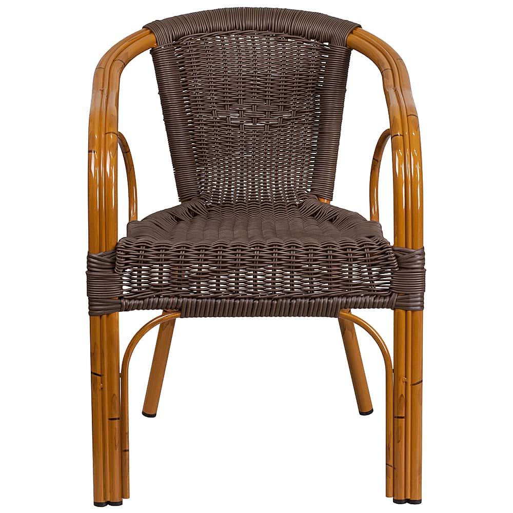 Alt View 11. Alamont Home - Lila Patio Chair - Dark Brown Rattan/Red Bamboo-Aluminum Frame.