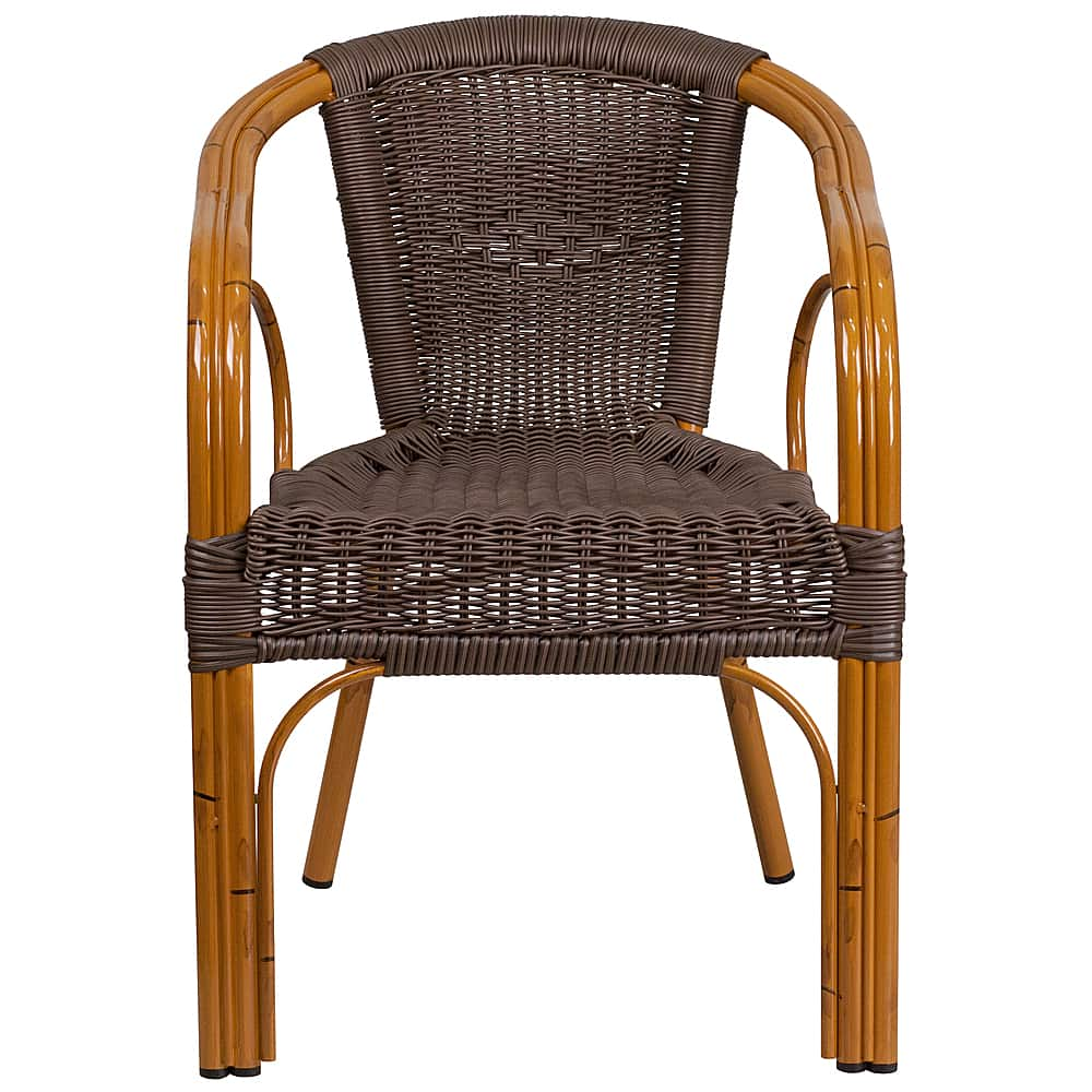 Flash Furniture – Lila Patio Chair – Dark Brown Rattan/Red Bamboo-Aluminum Frame Sansujyuku sansujyuku.com