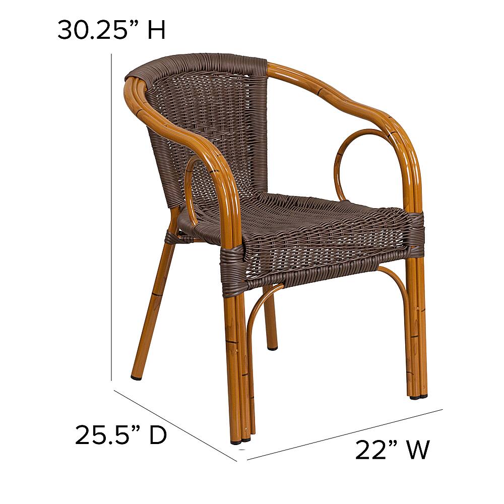 Alt View 13. Alamont Home - Lila Patio Chair - Dark Brown Rattan/Red Bamboo-Aluminum Frame.