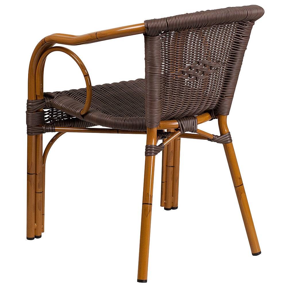 Alt View 14. Alamont Home - Lila Patio Chair - Dark Brown Rattan/Red Bamboo-Aluminum Frame.