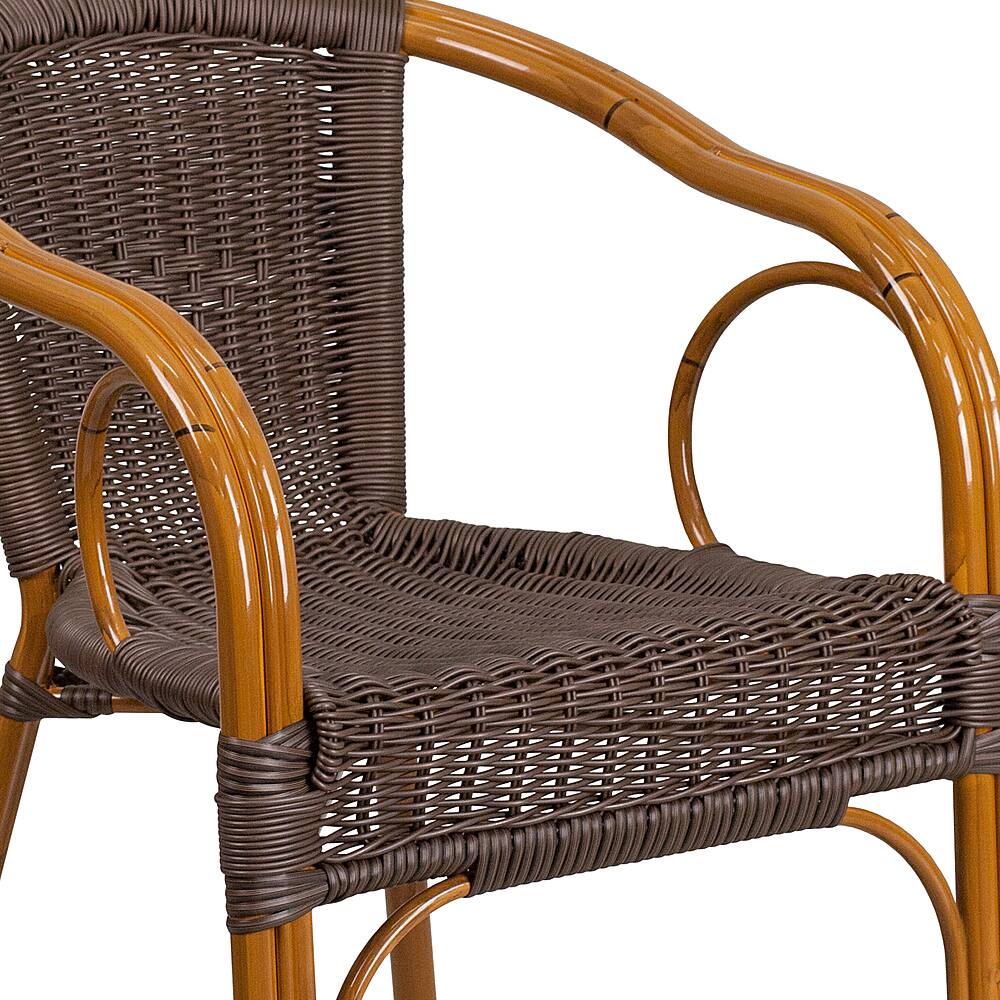 Alt View 15. Alamont Home - Lila Patio Chair - Dark Brown Rattan/Red Bamboo-Aluminum Frame.