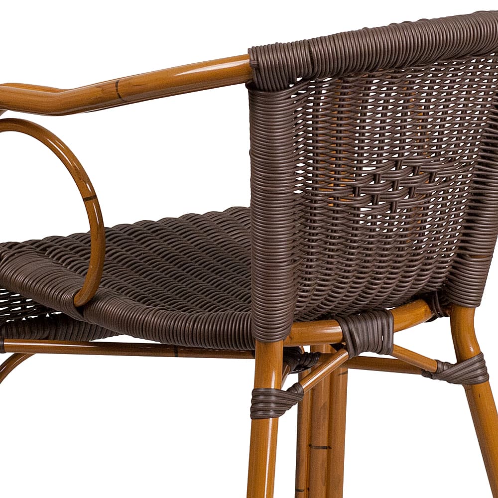 Alt View 17. Alamont Home - Lila Patio Chair - Dark Brown Rattan/Red Bamboo-Aluminum Frame.