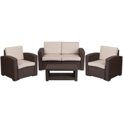 Flash Furniture - Seneca Outdoor  Contemporary Resin 4 Piece Patio Set - Chocolate Brown - Front_Zoom