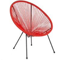 Flash Furniture - Valencia Oval Comfort Take Ten  Contemporary Wicker/Rattan Bungee Chair - Red - Front_Zoom