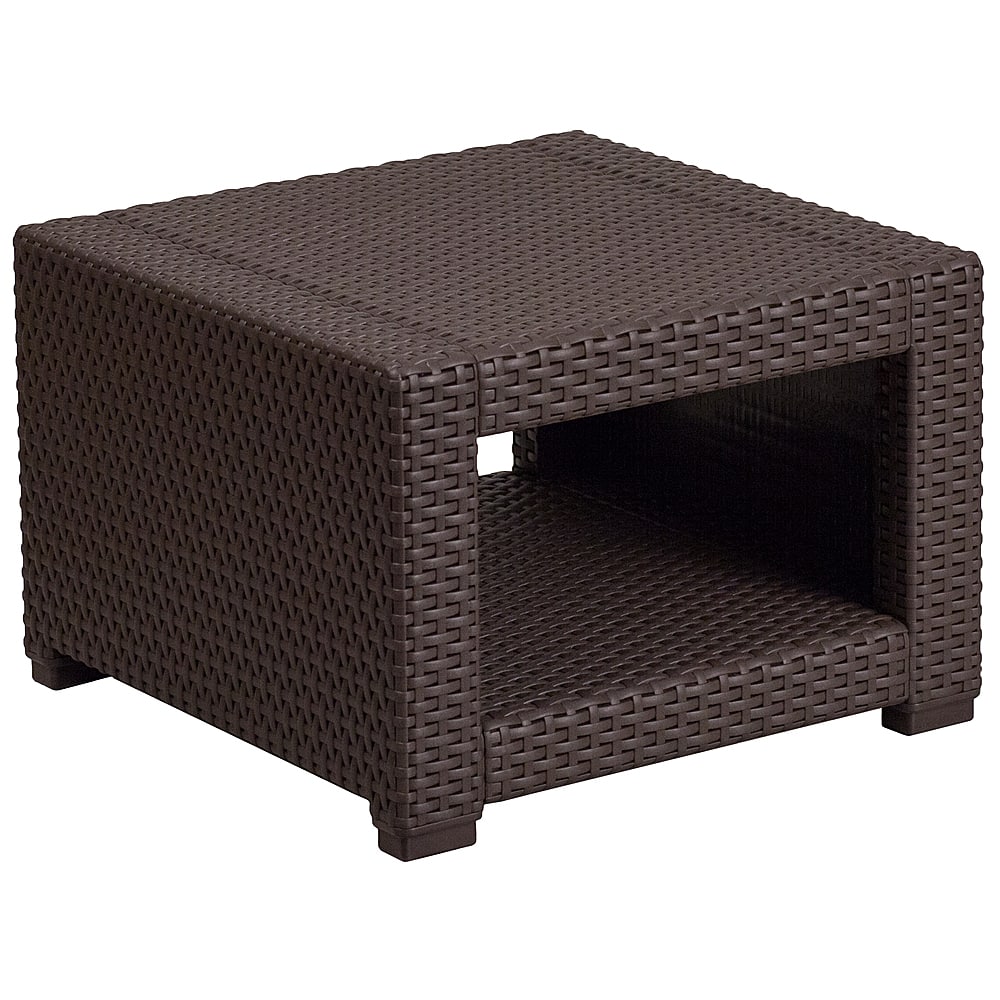 Front. Alamont Home - Seneca Contemporary Patio End Table - Chocolate Brown.
