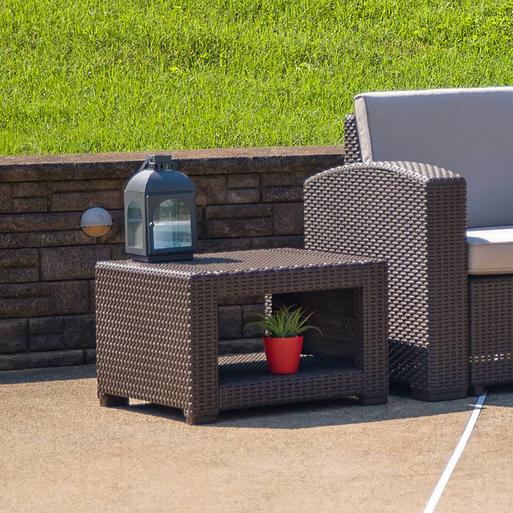 Alt View 12. Alamont Home - Seneca Contemporary Patio End Table - Chocolate Brown.