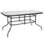 Front. Alamont Home - Tory Contemporary Patio Table - Clear Top/Black Frame.