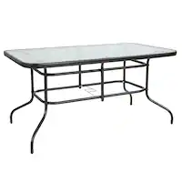 Alamont Home - Tory Contemporary Patio Table - Clear Top/Black Frame - Front_Zoom