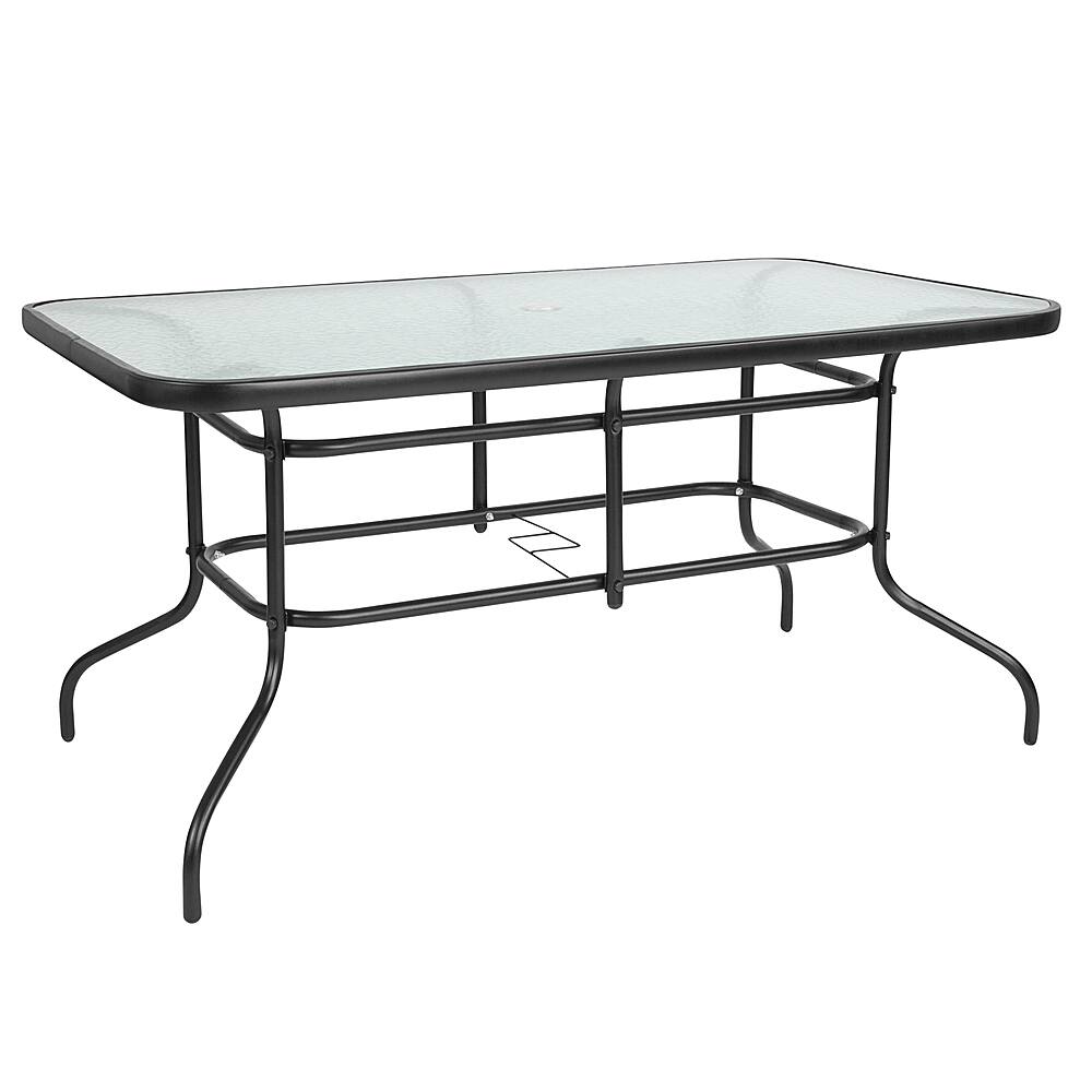 Front. Alamont Home - Tory Contemporary Patio Table - Clear Top/Black Frame.