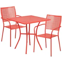 Alamont Home - Oia Outdoor Square Contemporary Metal 3 Piece Patio Set - Coral - Front_Zoom