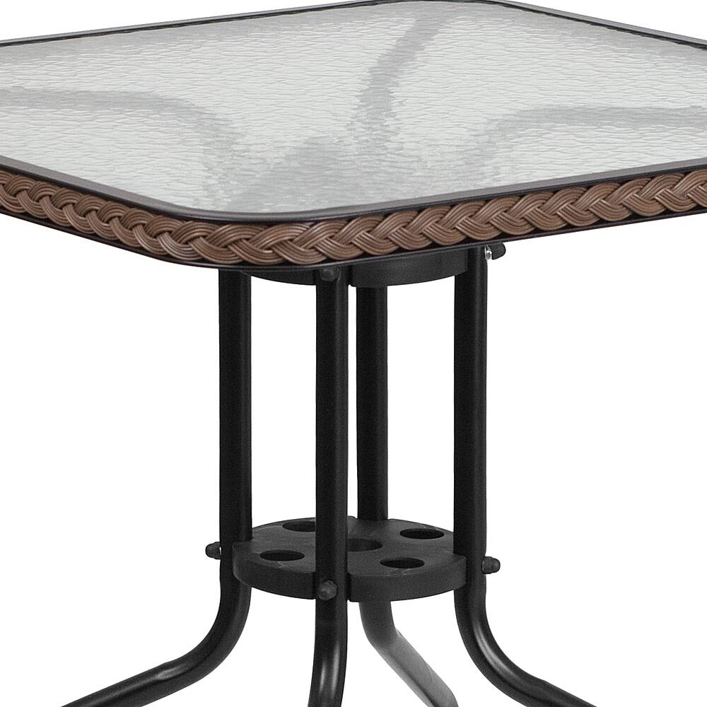 Alt View 14. Alamont Home - Lila Outdoor Square Contemporary Metal 5 Piece Patio Set - Clear Top/Dark Brown Rattan.
