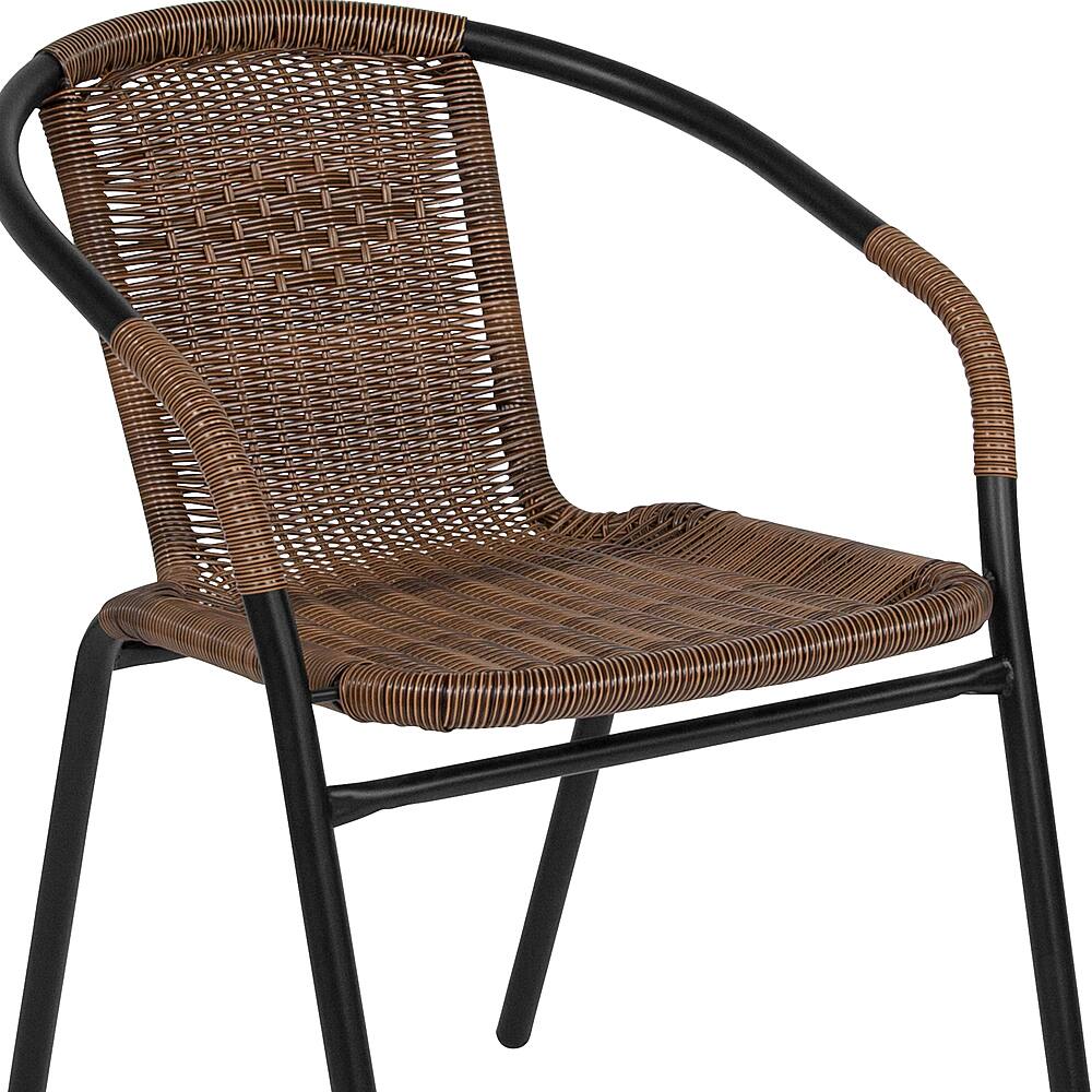 Alt View 15. Alamont Home - Lila Outdoor Square Contemporary Metal 5 Piece Patio Set - Clear Top/Dark Brown Rattan.