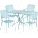 Front. Alamont Home - Oia Outdoor Round Contemporary Metal 5 Piece Patio Set - Sky Blue.