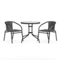 Front. Flash Furniture - Lila Outdoor Round Contemporary Metal 3 Piece Patio Set - Clear Top/Gray Rattan.