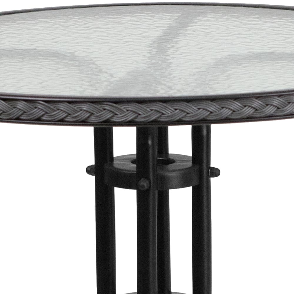 Alt View 19. Alamont Home - Lila Outdoor Round Contemporary Metal 3 Piece Patio Set - Clear Top/Gray Rattan.