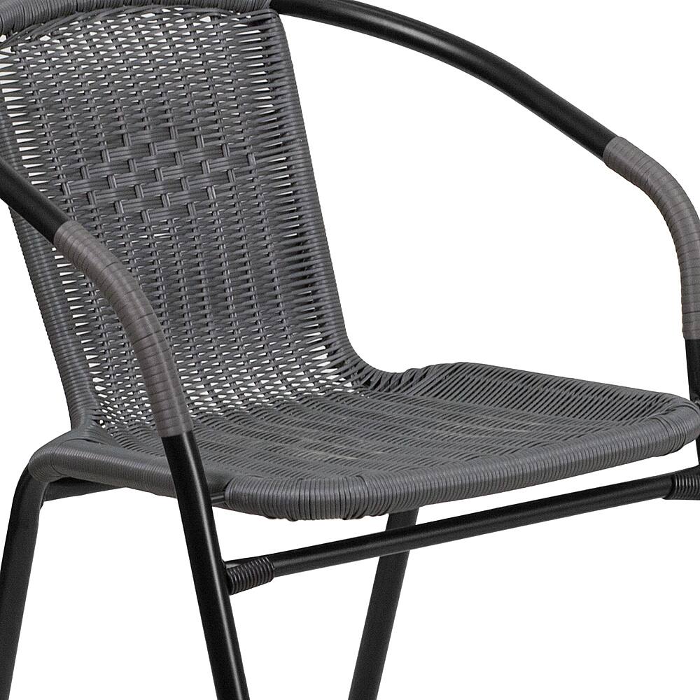 Alt View 20. Alamont Home - Lila Outdoor Round Contemporary Metal 3 Piece Patio Set - Clear Top/Gray Rattan.