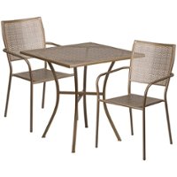 Flash Furniture - Oia Outdoor Square Contemporary Metal 3 Piece Patio Set - Gold - Front_Zoom