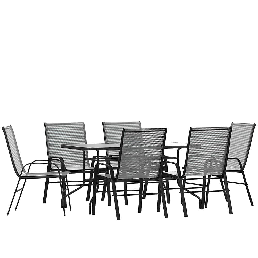 Alamont Home - Brazos Outdoor Rectangle Contemporary 7 Piece Patio Set - Gray - Front_Zoom