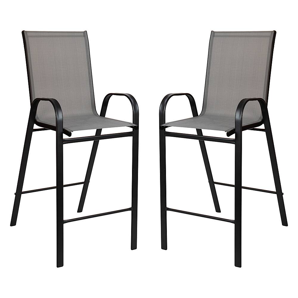 Alamont Home - Brazos Modern Fabric Patio Barstool (set of 2) - Gray - Front_Zoom