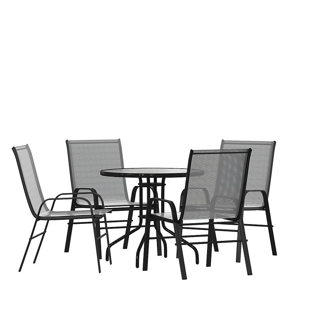 Front. Alamont Home - Brazos Outdoor Round Contemporary 5 Piece Patio Set - Gray.