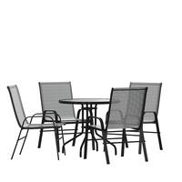 Alamont Home - Brazos Outdoor Round Contemporary 5 Piece Patio Set - Gray - Front_Zoom