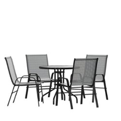 Flash Furniture - Brazos Outdoor Round Contemporary  5 Piece Patio Set - Gray - Front_Zoom