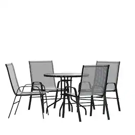 Alamont Home - Brazos Outdoor Round Contemporary 5 Piece Patio Set - Gray