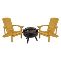Flash Furniture - Charlestown Adirondack Chairs and Fire Pit - Yellow - Front_Zoom