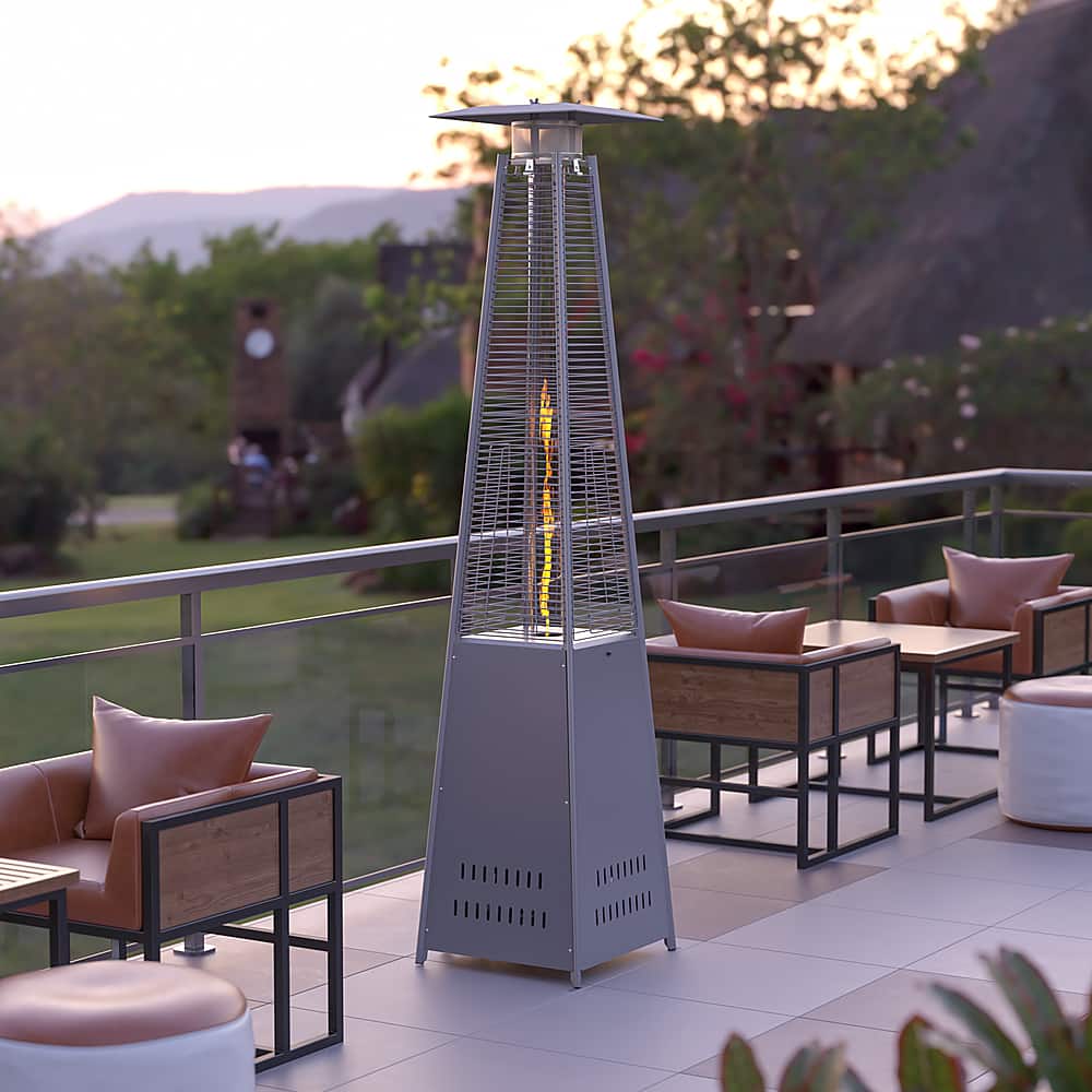 Alt View 12. Alamont Home - Sol 90" Pyramid Patio Heater - Silver.