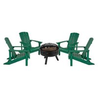 Flash Furniture - Charlestown Adirondack Chairs and Fire Pit - Green - Front_Zoom