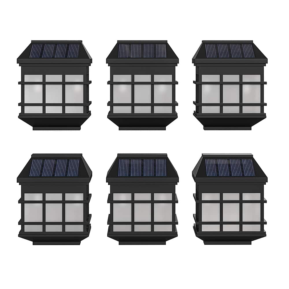 Front. Alamont Home - Holder Decorative Wall Mount Solar Powered Lighting for Decks and Fencing - Black.