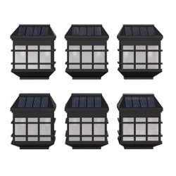 Flash Furniture - Holder Decorative Wall Mount Solar Powered Lighting for Decks and Fencing in Black - Black - Front_Zoom