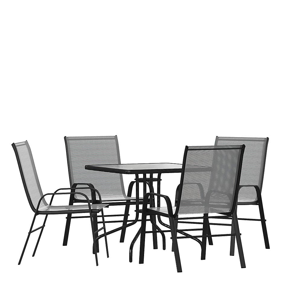 Front. Alamont Home - Brazos Outdoor Square Contemporary 5 Piece Patio Set - Gray.