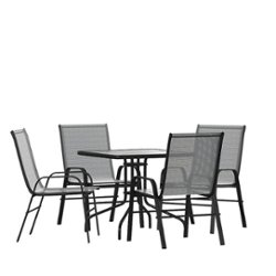 Flash Furniture - Brazos Outdoor Square Contemporary  5 Piece Patio Set - Gray - Front_Zoom