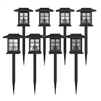 Alamont Home - Halsey All-Weather Lantern Design Solar Powered LED Landscape Lights - Black - Front_Zoom