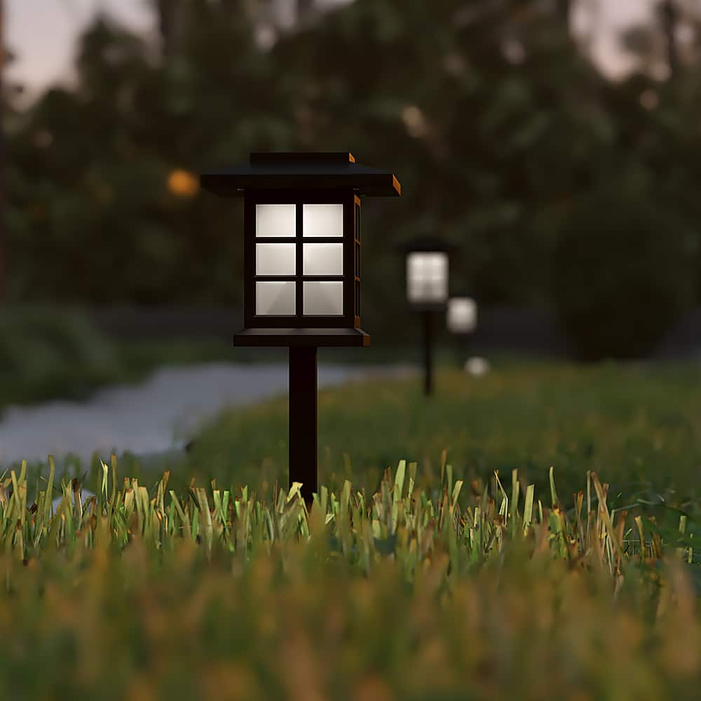 Alt View 12. Alamont Home - Halsey All-Weather Lantern Design Solar Powered LED Landscape Lights - Black.