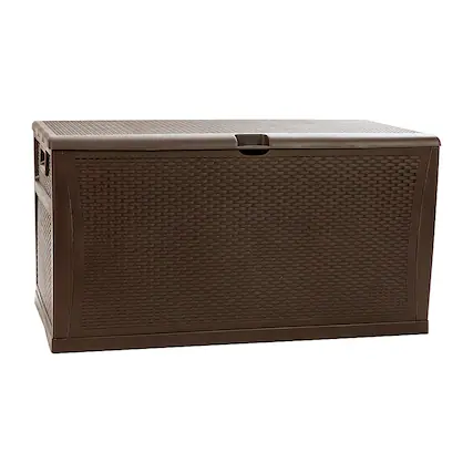 Front. Alamont Home - Nobu 120 Gallon Patio Storage Box - Brown.