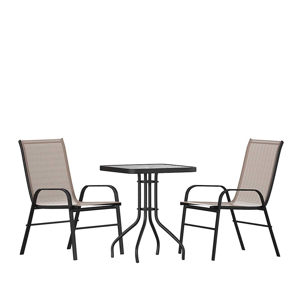 Alamont Home - Brazos Outdoor Square Contemporary 3 Piece Patio Set - Brown - Front_Zoom